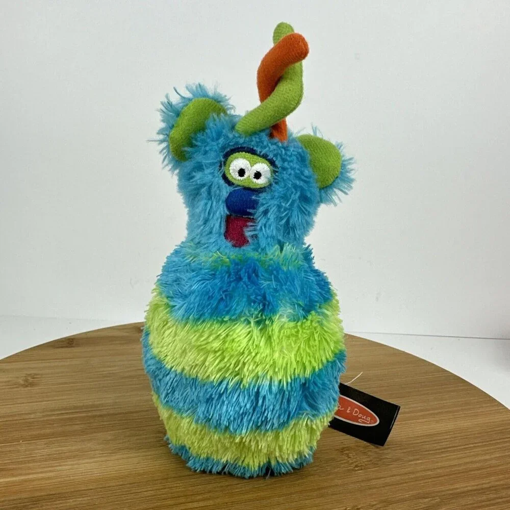 Melissa and Doug Blue Green Striped‎ Fuzzy Monster Bowling Pin Plush Replacement